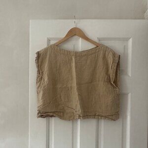 Laude The Label Organic Linen Mineral Everyday Top Lined,  Tan